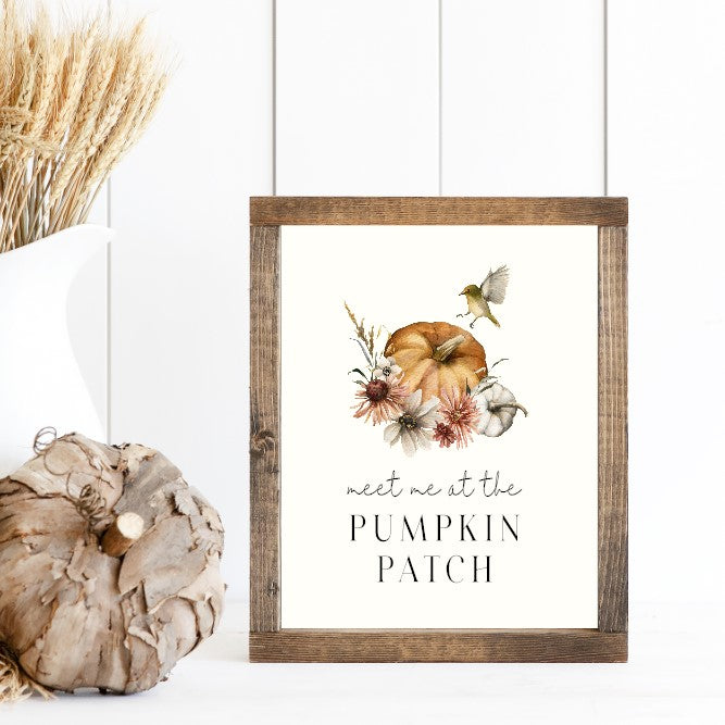 Meet Me At The Pumpkin Patch Canvas Printed Sign