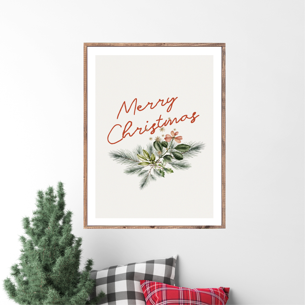 Retro Merry Christmas Canvas Printed Sign