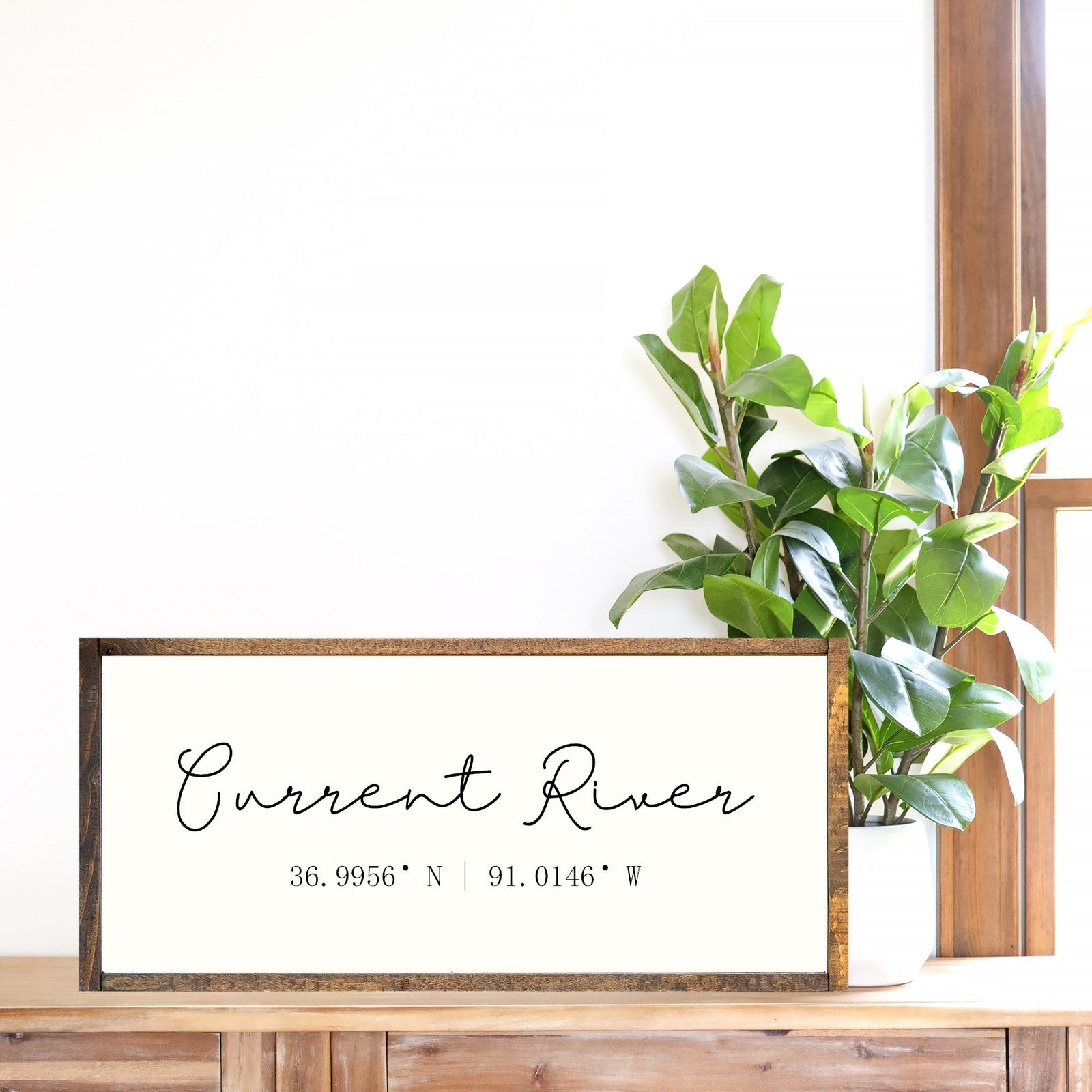 River Lake or Hometown GPS Canvas Printed Sign