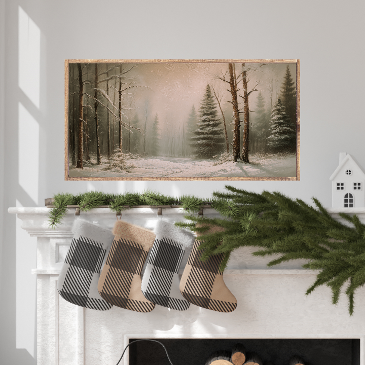 Serene Snowy Forest Canvas Printed Sign