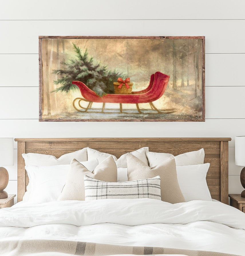 Silent Night Sleigh Ride Canvas Printed Sign