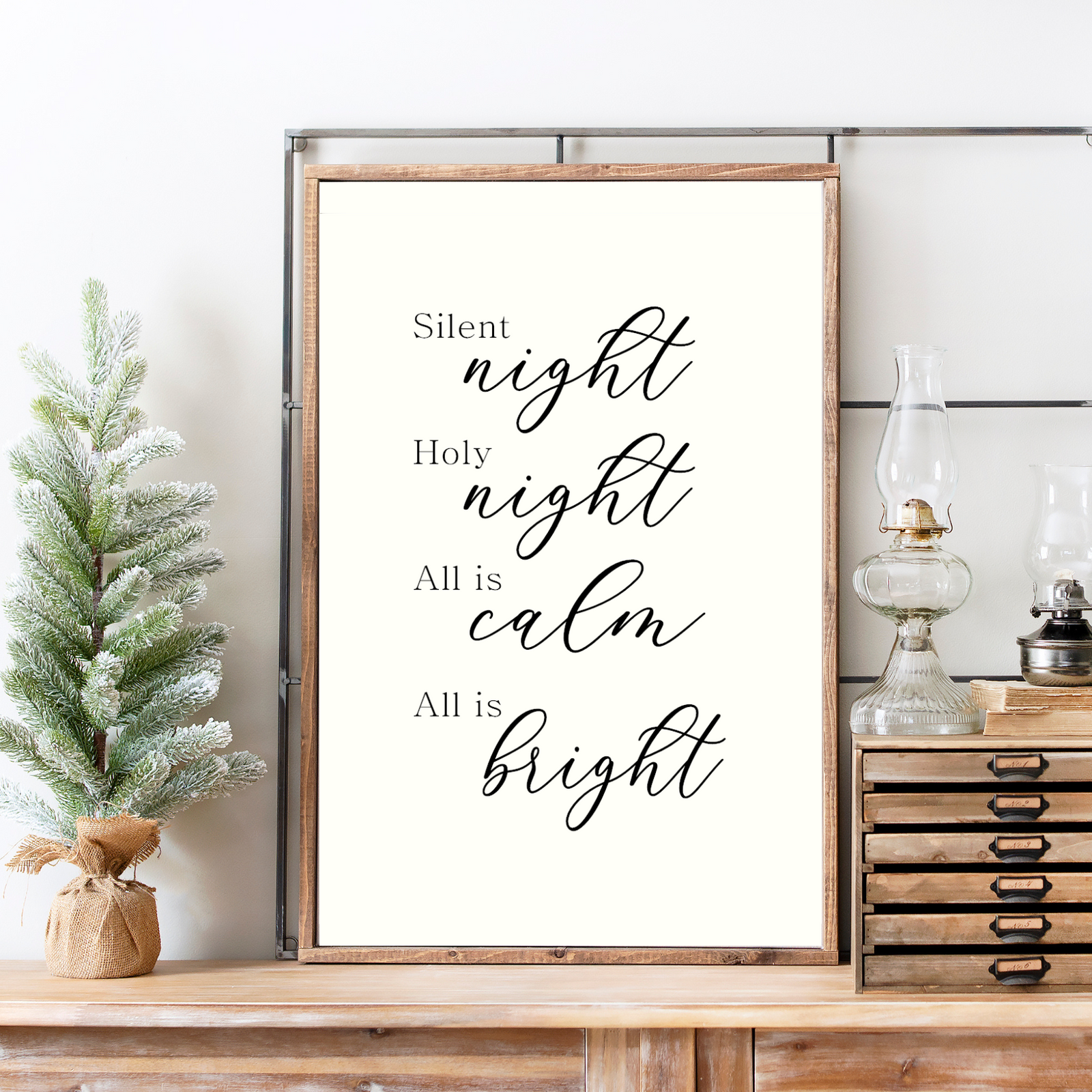 Silent Night Holy Night All Is Calm All Is Bright Canvas Printed Sign