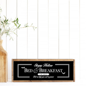 Sleepy Hollow Bed And Breakfast Canvas Printed Sign
