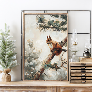 Snow Squirrel Canvas Printed Sign