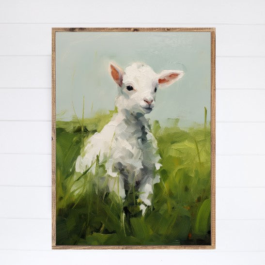 Spring Lamb Canvas Printed Sign