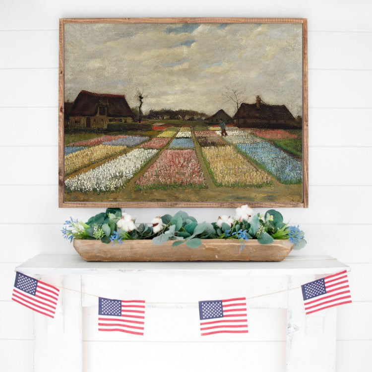 Tending The Flower Fields Canvas Printed Sign