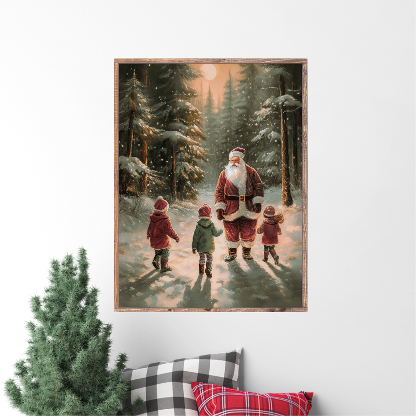 The Snowy Day Santa Came To Play Canvas Printed Sign