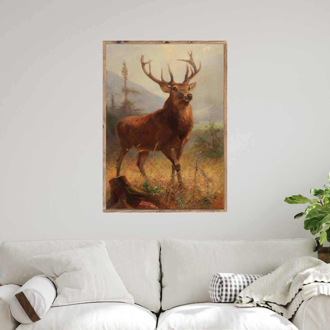 Trophy Stag Deer Canvas Printed Sign