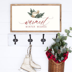 Warmest Winter Wishes Canvas Printed Sign