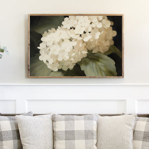 White Hydrangeas Canvas Printed Sign