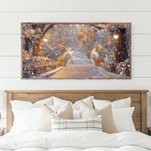 Winter Stroll In The Park Canvas Printed Sign