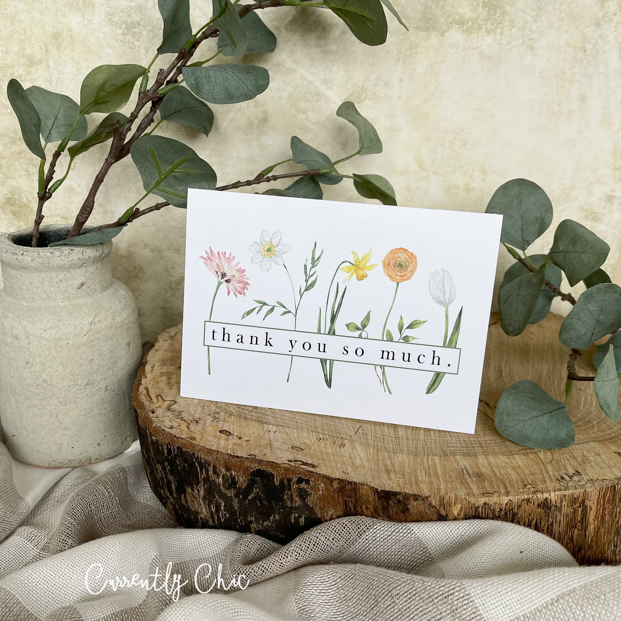 Thank You So Much Spring Flower Stems Card
