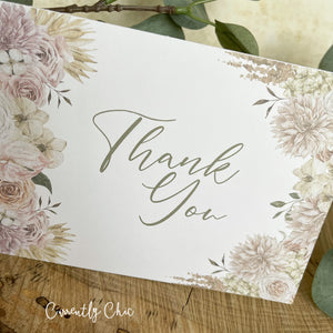 Thank You Muted Flower Bouquet Border Card